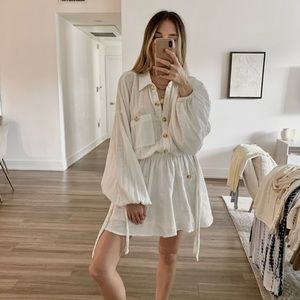 White Linen Sabo Skirt Dress